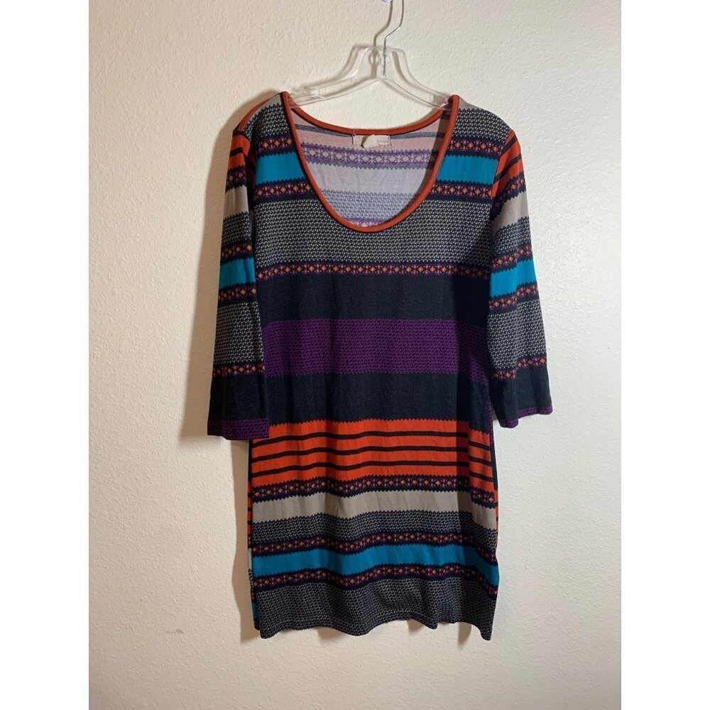 Derek Heart Knit Striped Half Sleeve Shirt Dress Womens Size XL AC9
